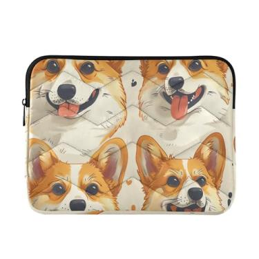 Imagem de Bolsa organizadora de laptop White Cherry, capa de transporte durável para escritório, bolsa para laptop masculina de 13 a 14 polegadas, Corgi fofo (1), One Size