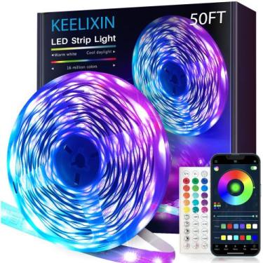 Imagem de Lâmpadas LED KEELIXIN 15m RGB com sincronização de música e controle r