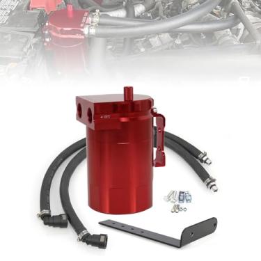 Imagem de RULLINE Kit de lata de captura de óleo vermelho, separador de óleo, reservatório, polidor de motor, polidor universal de alumínio compatível com Ford F150 2.7EB 3.5EB 5.0 lado do passageiro 2011-2019