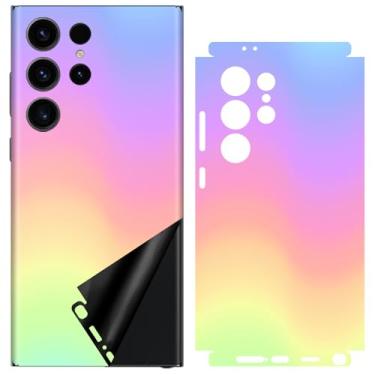 Imagem de SUKIDIOVQ Capa protetora de vidro para Samsung Galaxy S24 Ultra Skin Wrap Phone Gradient Color Vinyl Decal Glass Protector for Back Side Borders Camera Frame Not Phone Case S24u