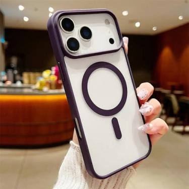 Imagem de HJZSZX Capa magnética fashion para iPhone 16 Plus, capa protetora sem fio com carregamento, à prova de choque (para iPhone 16 Plus/roxo escuro)