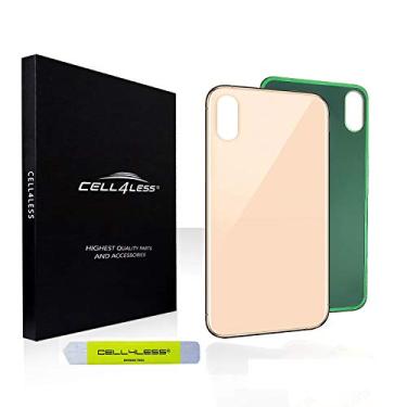 Imagem de Substituição de vidro traseiro CELL4LESS compatível com iPhone XS MAX incluindo adesivo, ferramenta de remoção e maior orifício de câmera para caber sobre lentes, Dourado