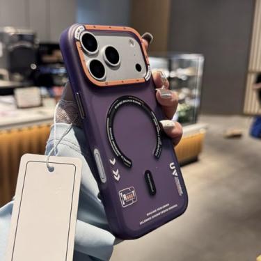 Imagem de SFDSUH Capa magnética translúcida fosca à prova de choque com bordas macias para iPhone 16 Plus (Para iPhone 16 Plus/Roxo)