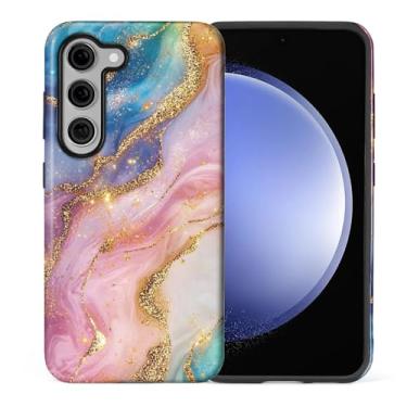 Imagem de CARLOCA Compatível com Samsung Galaxy S23 Plus, capa fosca de corpo inteiro para meninas e meninos, capa rígida à prova de choque para Samsung Galaxy S23 Plus, estampa moderna, arco-íris, redemoinhos