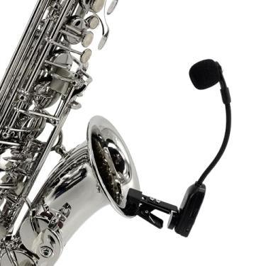 Imagem de YoungMonic Sistema de microfone de instrumento sem fio UHF solução sem fio para saxofones, trompetes e sopros de madeira, alcance de 50 metros (microfone 065 02 MN)