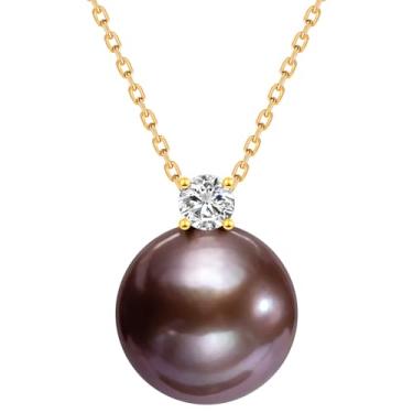 Imagem de Nacréliser Elegante colar de pérolas roxas de água doce de 12 a 13 mm - presentes de aniversário femininos requintados, presente para mulheres e joias para esposa ou mãe