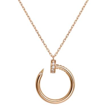 Imagem de Necirhuk Colar de casal banhado a ouro 18 K, design elegante, presente de joia de dia dos namorados, elegante colar de unha de ouro para mulheres, corpo do pai, 9.06, Ouro roso, Zircônia cúbica