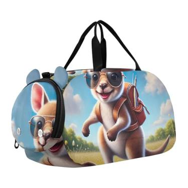 Imagem de Bolsa esportiva de viagem para meninos, fim de semana, bolsa de viagem para meninas, bolsa de viagem para dança, romântica, gato Titanic Love, Canguru bonito para caminhadas ao ar livre, Clássico