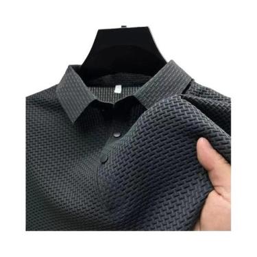 Imagem de Camisa Polo Casual De Negócios Masculina Em Cor Sólida Com Estampa De 