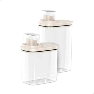 Imagem de Kit Dispenser Organizador Lavanderia 2,3 litros + 1,5 Litros Acrílico Amaciante Sabão em Pó