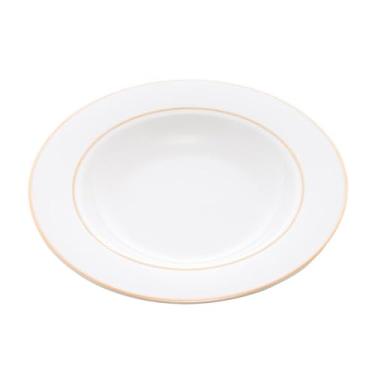 Imagem de WOLFF - Conjunto 6 Pratos Fundos de Porcelana com Fio de Ouro Mônaco Branco 21,5cm x 3,5cm