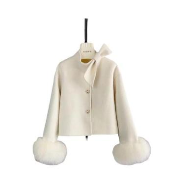 Imagem de Casaco Feminino De Inverno Em Pele De Raposa Natural Genuína Com Lã De