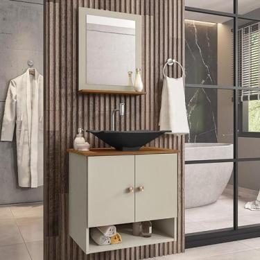 Imagem de Gabinete Armário Banheiro Deli 2 Portas Cuba Concava Preta - Loja Doce