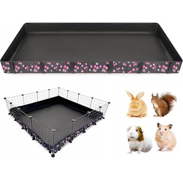 Imagem de DZWLKJ Forro de gaiola de porquinho-da-índia, base de lona lavável, gráfico de cereja, 122 x 122 cm, reutilizável para coelho, chinchila, ouriço, furão e outros animais pequenos.