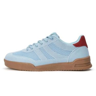 Imagem de LUCKY STEP Tênis feminino retrô clássico de malha com sola de goma, tênis casual para corrida, skate e caminhada, Azul, 36