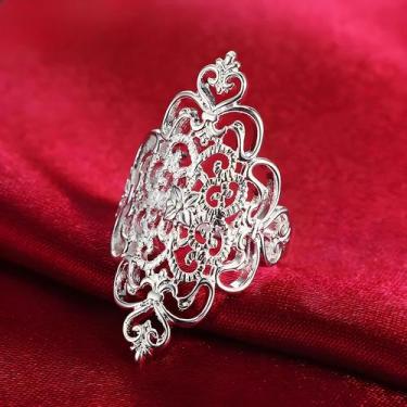 Imagem de Anel Oco De Prata Esterlina 925 Para Mulheres, Joia De Moda Para Casam