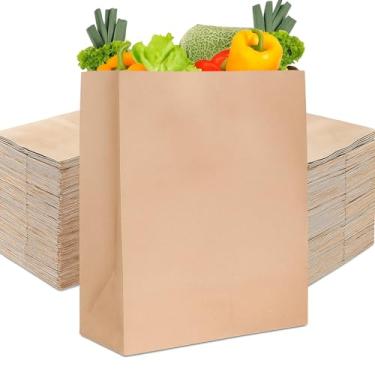 Imagem de Stock Your Home Sacos marrons Kraft de 32 kg com alças (100 unidades), sacolas de supermercado grandes a granel para compras ou armazenamento