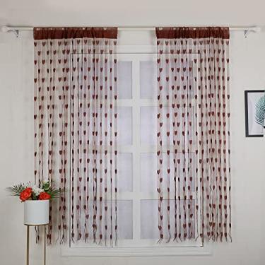 Imagem de 2 Peças Cortina de Janela Decorativa Coração Inovadora Cordão com Tassel Romântico Porta Divisor Decoração Parede Quarto