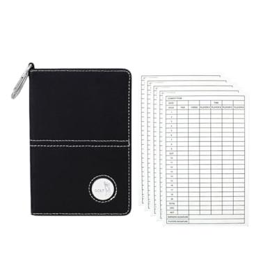 Imagem de Generic Livro de Pontuação de Golfe, Livro de Pontuação para Competição de Golfe, de Distâncias em Couro PU, Acessórios para Jogos e Atividades ao Ar Livre, Preto