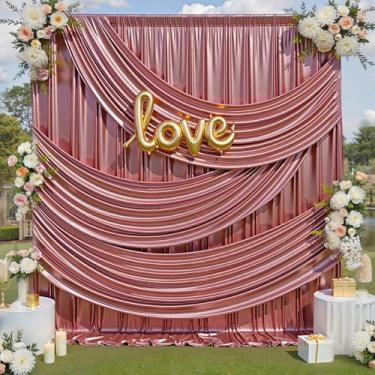 Imagem de Cortina de fundo de lantejoulas de ouro rosa de 50 x 3 m - 4 painéis de 1,5 x 3,5 m sem rugas, pano de fundo brilhante para fotografia, aniversário, casamento, fundo de formatura