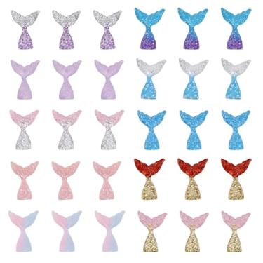 Imagem de 30 Peças Topos de Cupcake com Cauda Sereia e Glitter, Tema Submarino Resina Decorações Cupcake para Tema Princesa Chá Bebé Artigos para Festas Aniversário