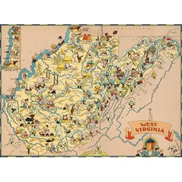Imagem de Quebra-cabeças para adultos 1000 peças West Virginia Wooden Map Puzzle Games USA of State Puzzle Map Decorar