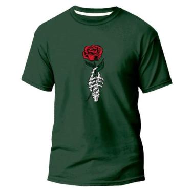 Imagem de Camiseta Básica Algodão Premium Estampa Digital Rosa Caveira - Pavesi,