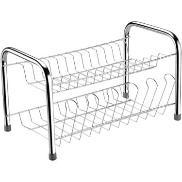 Imagem de Escorredor de Louças Cromado 13 Pratos com Suporte para Copos – Resistente, Antiferrugem e Prático - Premium