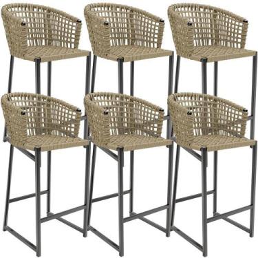 Imagem de Kit 06 Banqueta Para Área Gourmet Cozinha Varanda Corda Náutica Porto 