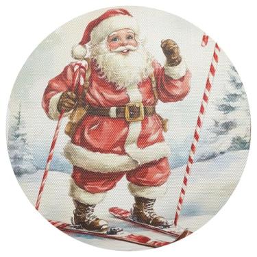 Imagem de xigua Jogo americano redondo de Natal Papai Noel, conjunto de 4, tapete de mesa redondo antiderrapante resistente ao calor, tapetes de mesa de 48 cm para decoração de cozinha, jantar e festa