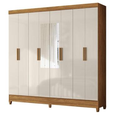 Imagem de Guarda Roupa Casal Marajó 8 Portas Freijó Off White Com Espelho - Moval