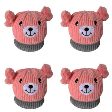 Imagem de kit 4 toucas gorro infantil de pompom bichinho para menino menina forr