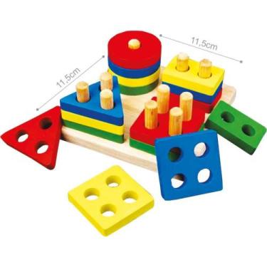 Imagem de Brinquedo Pedagógico de Madeira Encaixe Divertido Formas e Cores com 1