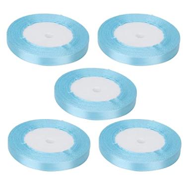 Imagem de SIWOTED 5 peças de fita de cetim de 1 cm de largura e 22 m de comprimento para decoração de casamento para embalagem de bolo e caixa de doces (11# céu azul)