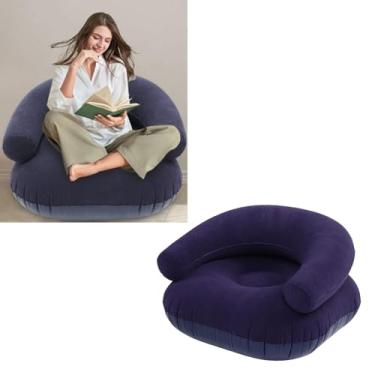 Imagem de ASHATA Cadeira de sofá Removível Inflável Portátil, sofá Inflável de PVC Com Encosto Em Forma de U, Capacidade de 198 Libras, Dobra Compactamente, para Viagens de Escritório Em Sala de (Azul escuro)