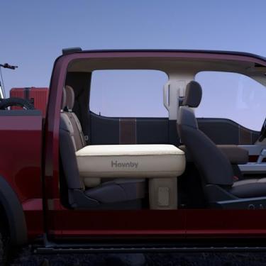 Imagem de Havnby Colchão de caminhão, cama de acampamento de espuma de ar TPU para assento traseiro, almofada inflável com bomba embutida recarregável, colchão de dormir portátil para cabine de coleta GMC