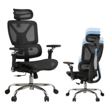 Imagem de Cadeira de Escritório Ergonômica com Suporte Lombar Estofado Mesh e Apoio de Braços 6D - Suporta Até 150kg, Ideal para Trabalho Prolongado