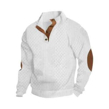 Imagem de Suéter Masculino De Tricô Jacquard Casual De Manga Comprida Com Gola A