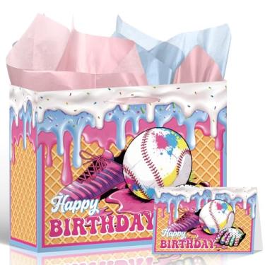 Imagem de Lembranças de festa de beisebol de sorvete - Sacos de papel de embrulho de presente com tema de beisebol de sorvete, artigos de festa para chá de bebê, aniversário, decorações temáticas esportivas