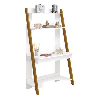 Imagem de Escrivaninha Infantil Simba Branco Acetinado Amadeirado - Reller