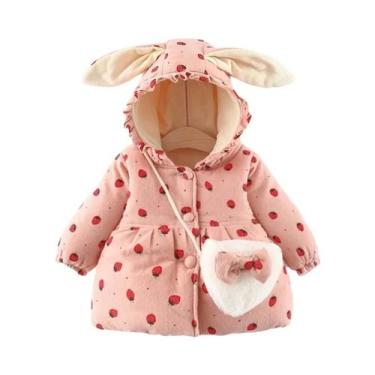 Imagem de Jaqueta De Inverno Para Meninas, Casaco Com Capuz De Orelhas De Coelho