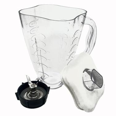 Imagem de WUYAN Conjunto De Jarra Reposição Plástico Em Formato Trevo 5 Xícaras Com Lâmina, Junta, Base E Tampa, Compatível Liquidificador Oster Classic Series Osterizer (Tampa Branca + Lâminas, Plástico)