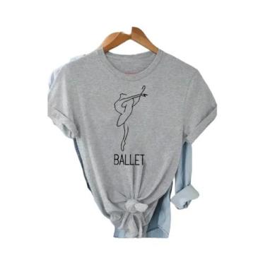 Imagem de Camiseta Casual Feminina Elegante Com Estampa De Dança De Balé, Gola R