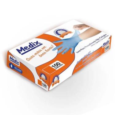 Imagem de Luva Nitrílica Sem Pó Medix Azul - G - Caixa C/100 Uni