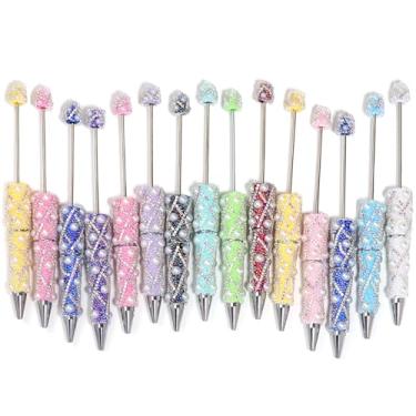 Imagem de JINPINMAO Canetas esferográficas de strass de cristal com pérolas, pacote com 9, canetas coloridas com glitter, canetas decorativas para escrever