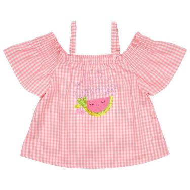 Imagem de Blusa Infantil Look Jeans Xadrez Rosa - ROSA - 03-Feminino