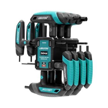 Imagem de Conjunto De Chaves Hexagonais T De 14 Peças Métricas SAE Para Reparaçã