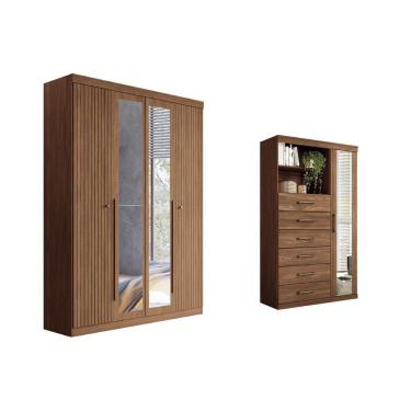 Imagem de Guarda Roupa +cômoda 2 Peças Qc324 Jatobá - Santos Andirá