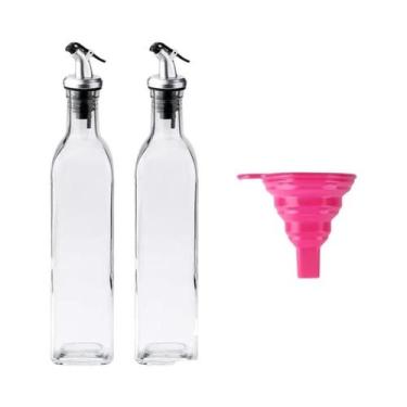 Imagem de Dispensador De Azeite Em Garrafa De Vidro Com Funil De Silicone Para T