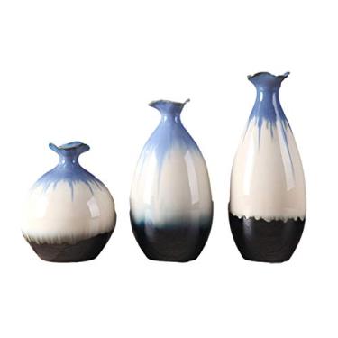 Imagem de Vaso de flores 3 peças vaso de cerâmica recipientes florais vaso de mesa vaso de mesa decorações para casa sala de estar centro de mesa decoração de vaso (cor: A) (A)